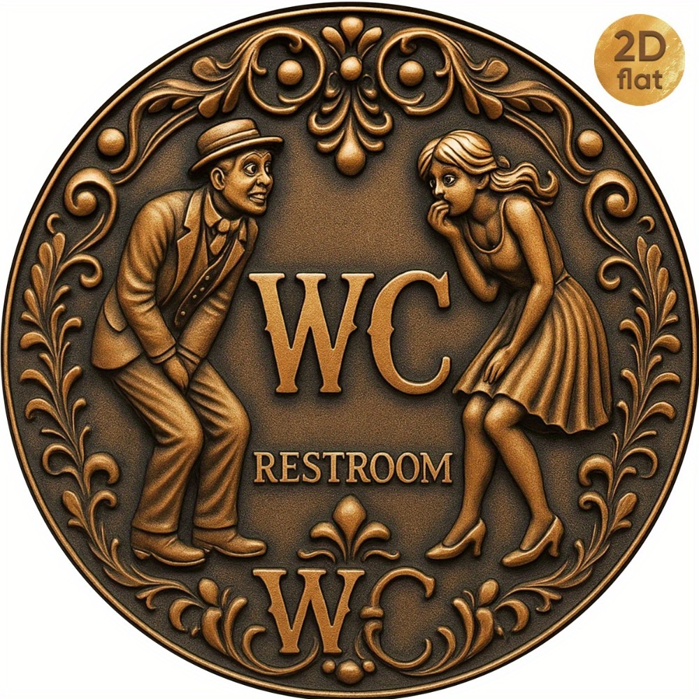 Home Bathroom Signs - ป้ายเหล็กทรงกลม 