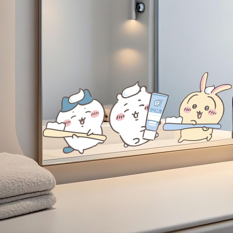 Home One Bathroom - สติกเกอร์กระจกชิคาวะแบบร้อน ติดแน่น ลายคมชัด กันน้ำ ลอกออกได้ ตกแต่งกระจกห้องน้ำ
