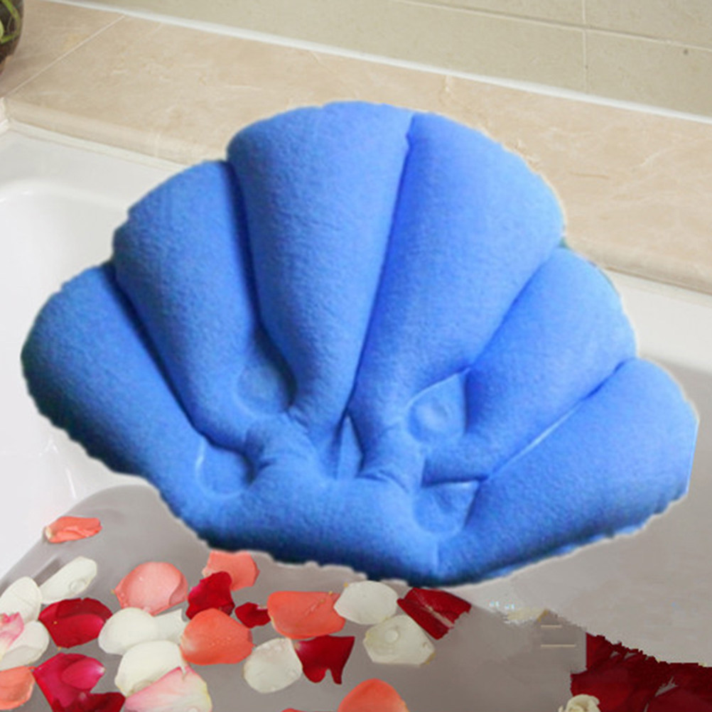 Bathtub Pillow Inflatable - หมอนรองคออาบน้ำแบบเป่าลม 2 ชิ้น พร้อมถ้วยดูดติดผนัง อุปกรณ์เสริมสำหรับอ่างอาบน้ำ ช่วยผ่อนคลาย