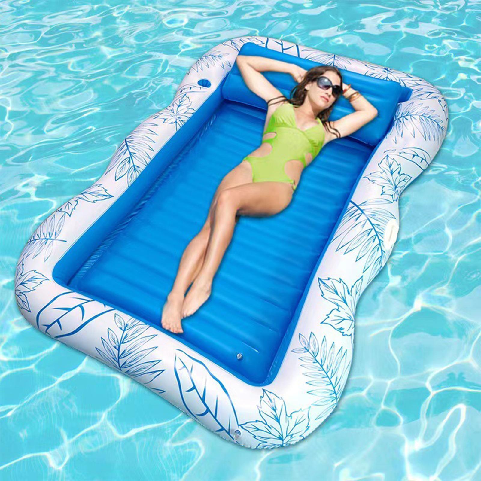 Bathtub Pillow Inflatable - สระน้ำเป่าลมสำหรับอาบแดด พร้อมหมอน สำหรับผู้ใหญ่ ใช้ได้ทั้งสระว่ายน้ำ ชายหาด ทะเลสาบ