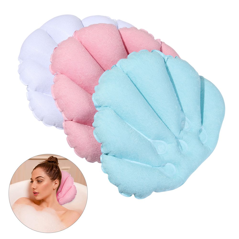 Bathtub Pillow Inflatable - หมอนรองอาบน้ำแบบเป่าลมพร้อมจุกดูด ทำจากผ้าเทอร์รี่ ใช้ในอ่างอาบน้ำหรือสปา