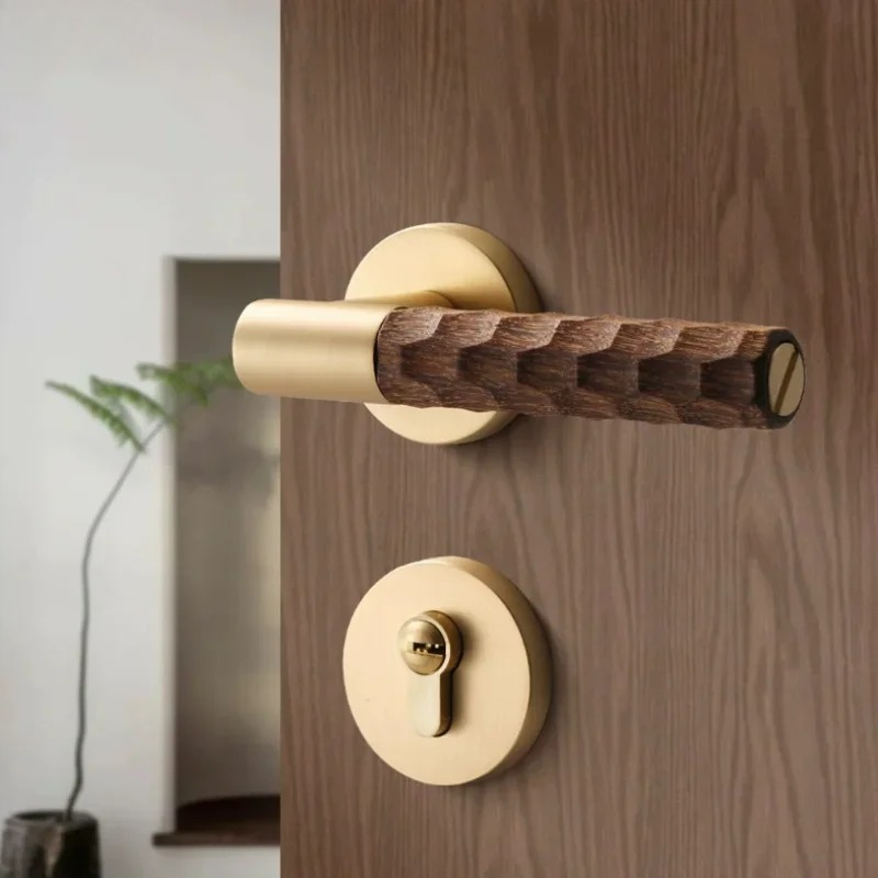 Home Hardware Bathroom Accessories - มือจับประตูไม้ ล็อคเงียบแบบซิงค์ สำหรับประตูห้องนอนภายในบ้าน ล็อคแบบแยกส่วน อุปกรณ์ฮาร์ดแวร์ประตู ล็อคเพื่อความปลอดภัยในบ้าน