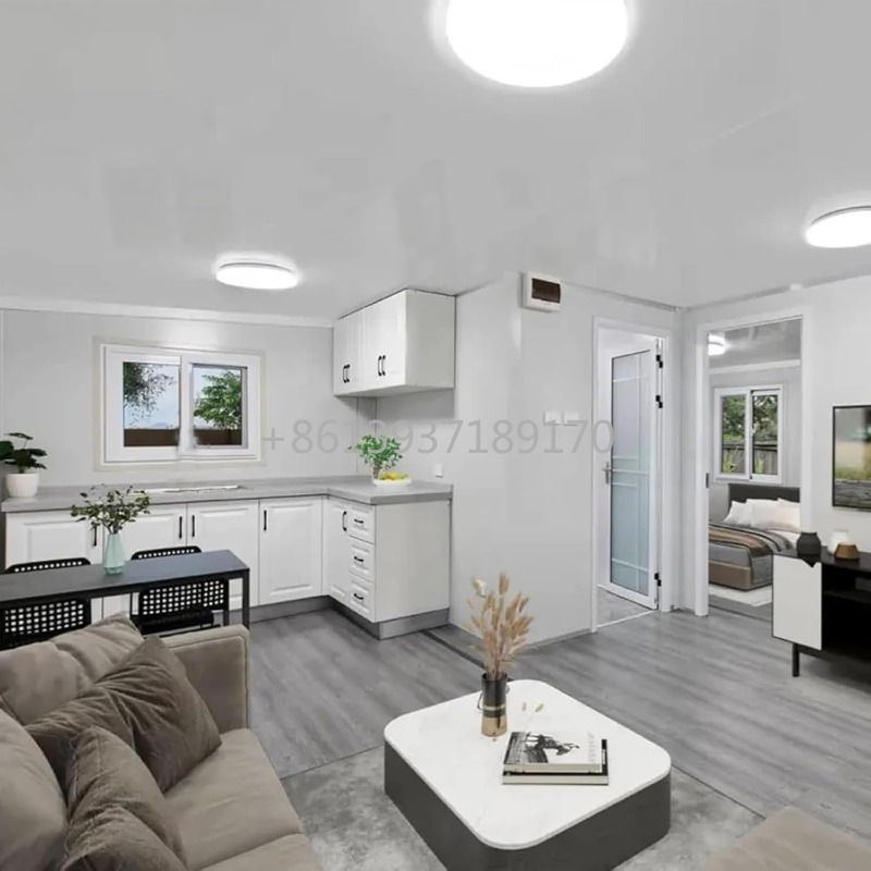 Tiny Home Bathroom Kitchen - บ้านสำเร็จรูปแบบโมดูลาร์ขนาดเล็กสำหรับผู้ใหญ่, บ้านขนาดเล็ก 2 ห้องนอน, ห้องน้ำและห้องครัวพร้อมเฟอร์นิเจอร์ครบครัน ขนาด