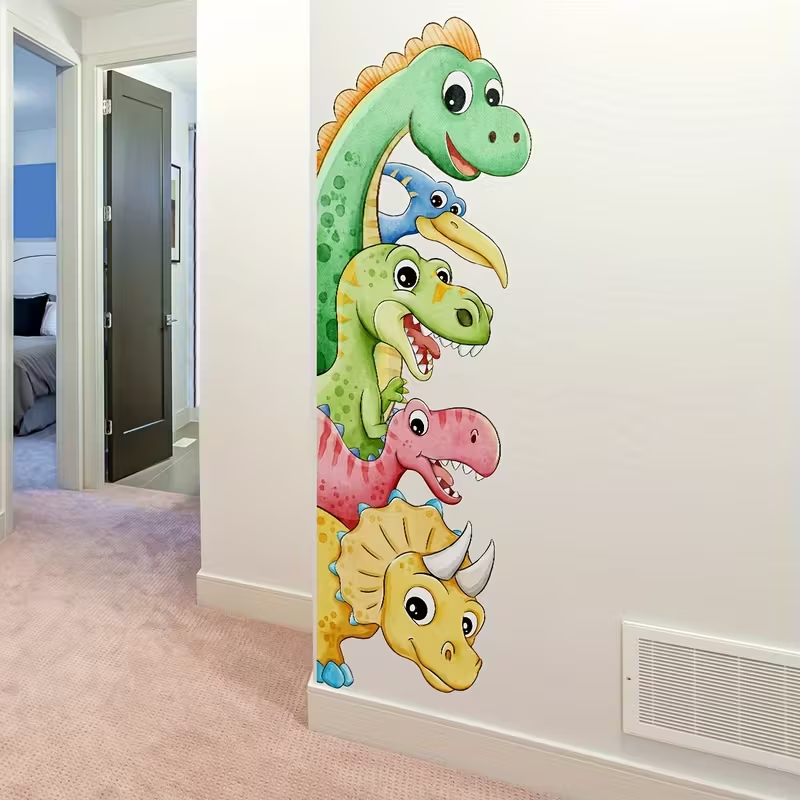 Home One Bathroom - สติกเกอร์ติดผนังลายการ์ตูนไดโนเสาร์วาดด้วยมือ 1 ชิ้น, สติกเกอร์ตกแต่งบ้านแบบมีกาวในตัว, เหมาะสำหรับห้องทำงาน, ตู้,