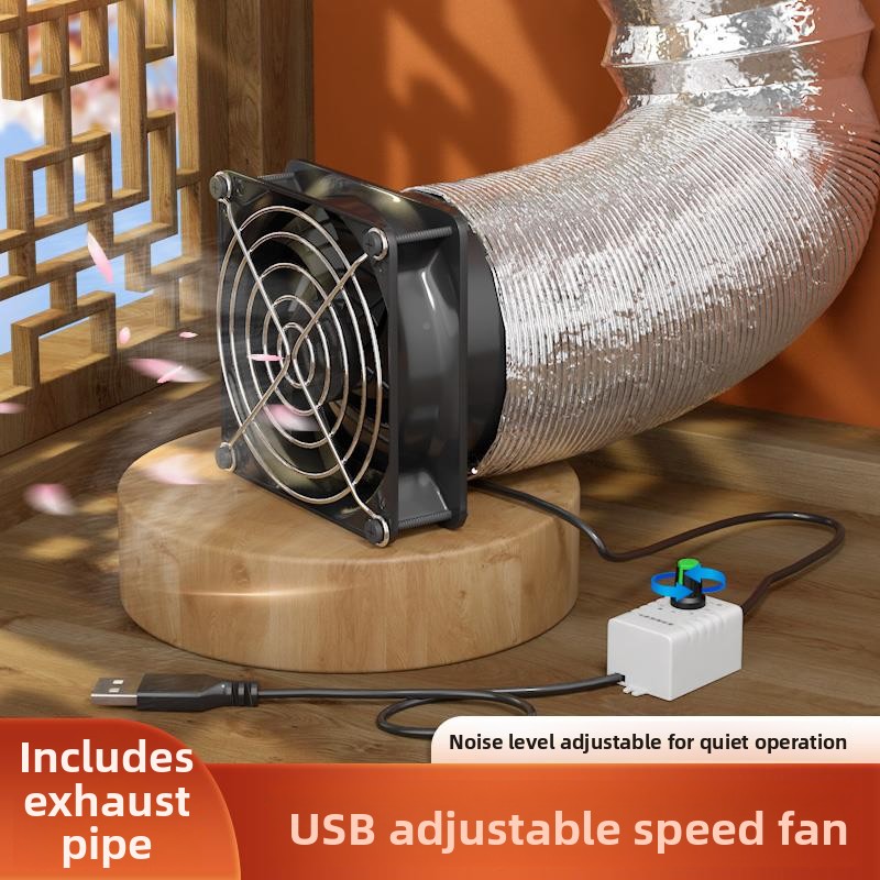 Home Bathroom Exhaust Fan - พัดลมดูดอากาศในห้องน้ำ/ห้องครัว ปรับความเร็วได้ แรงดันสูง ใช้พอร์ต USB ขนาด