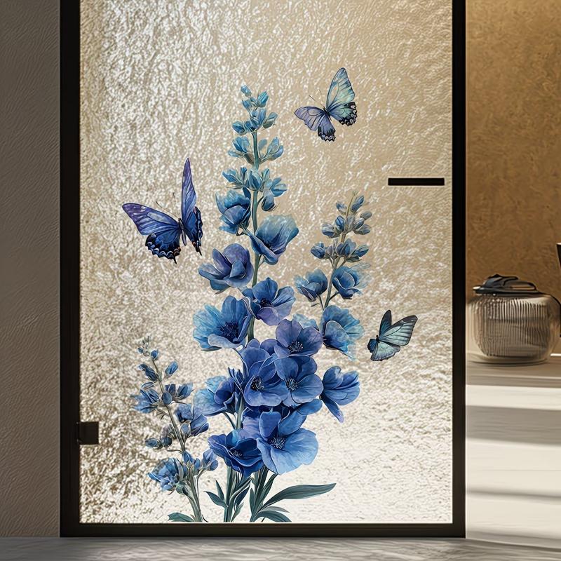 Home Bathroom Glass - สติกเกอร์กระจกดอกกุหลาบที่ถอดออกได้สำหรับประตูห้องน้ำกาวติดหน้าต่างบ้านลายดอกไม้หรูหราตกแต่งเพื่อความเป็นส่วนตัว