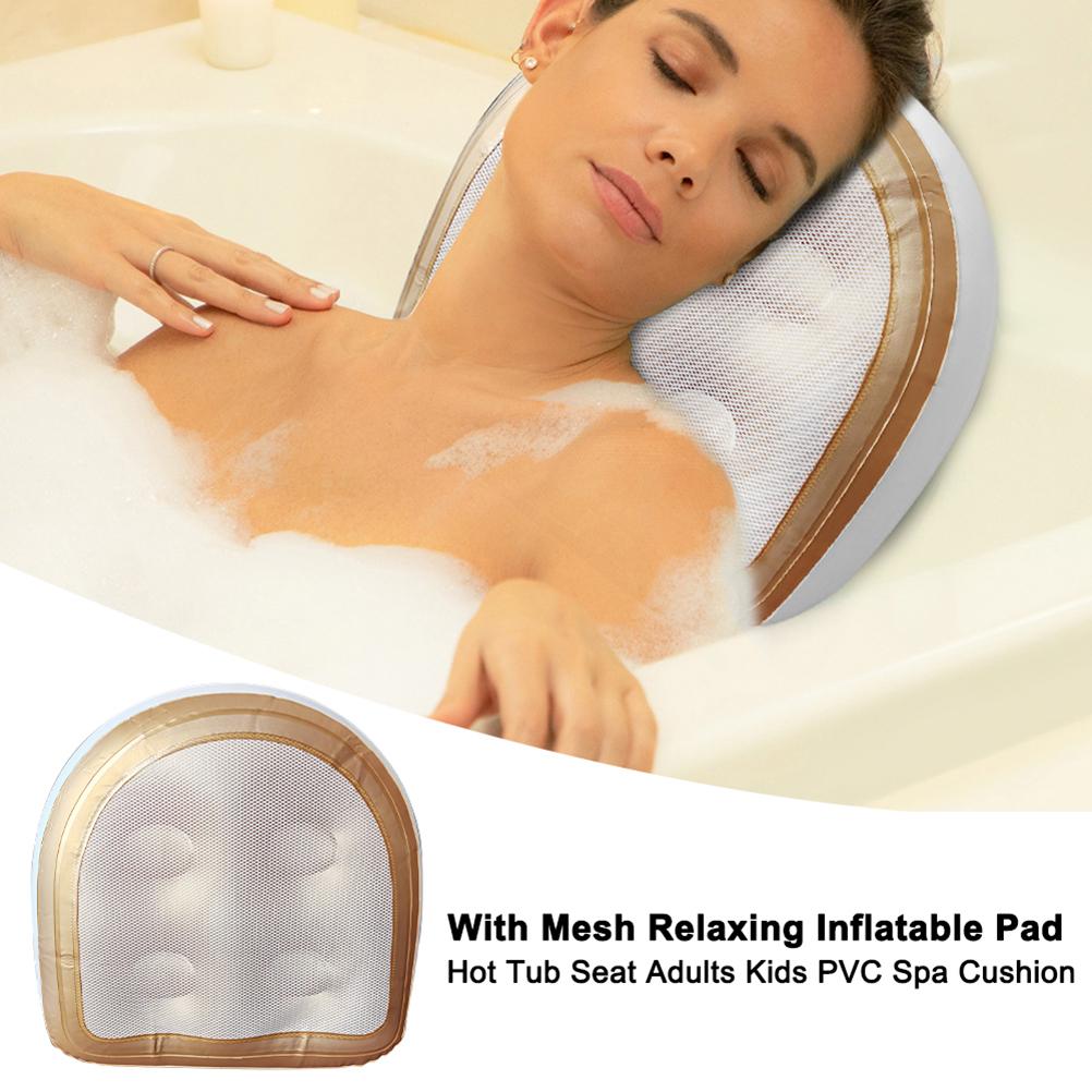 Bathtub Pillow Inflatable - สปาเบาะหมอนอาบน้ำสปาอ่างอาบน้ำเบาะตาข่ายฝาครอบดูดถ้วย Inflatable Booster ที่นั่งสำหรับสปาและ Hot Tub