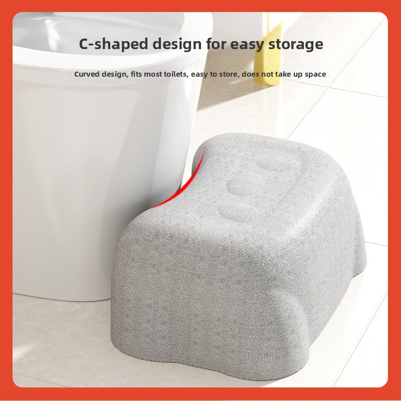 Home One Bathroom - เก้าอี้สตูลอเนกประสงค์สำหรับห้องน้ำในบ้าน, ที่พักเท้าแบบพับได้รูปตัว C, สตูลกันลื่นสองชั้น, ม้านั่งวางเท้าแบบชิ้นเดียว