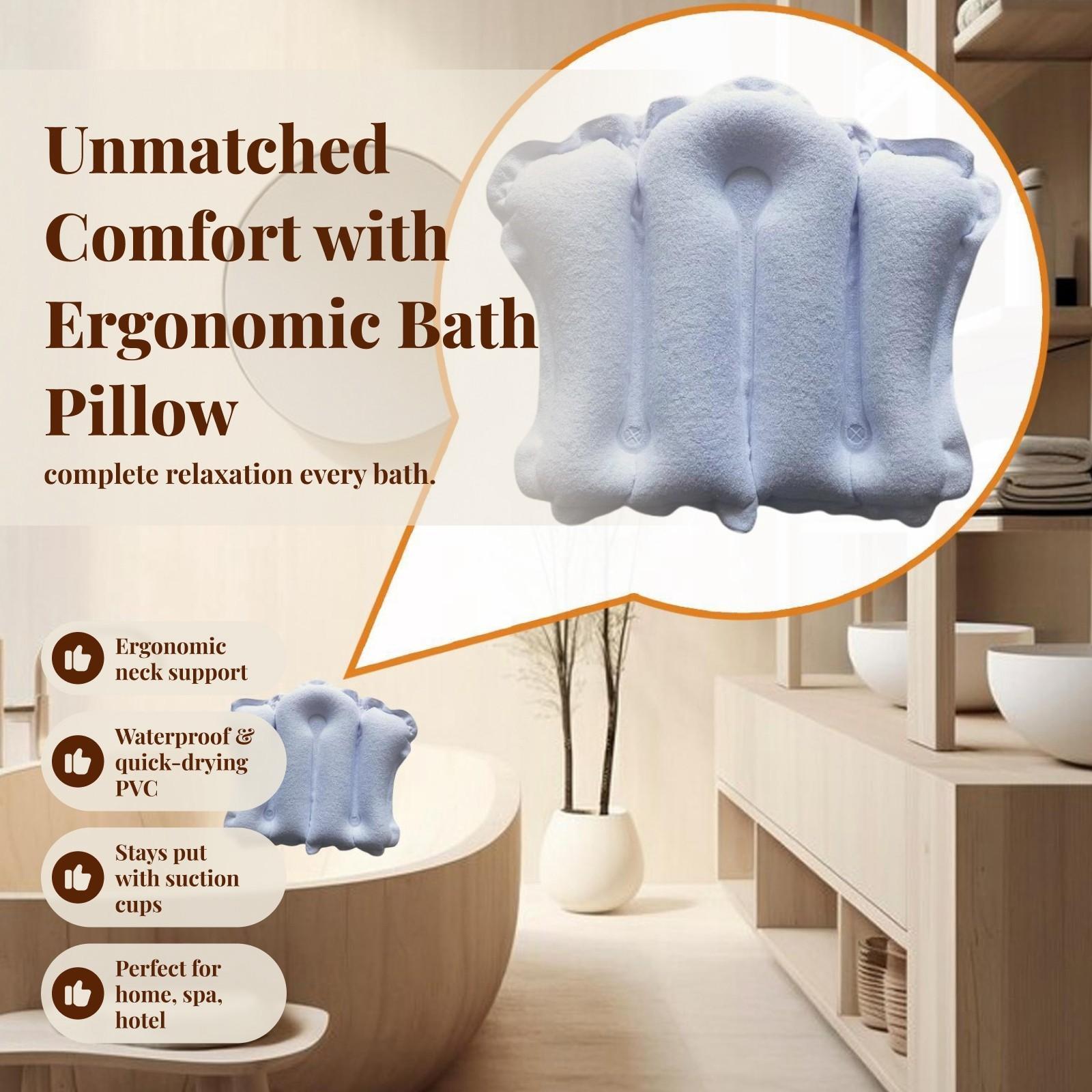 Bathtub Pillow Inflatable - หมอนรองคอสำหรับอาบน้ำแบบเป่าลม ป้องกันการลื่น แห้งเร็ว ช่วยรองรับคอและไหล่ อุปกรณ์เสริมสำหรับอ่างอาบน้ำและสปา