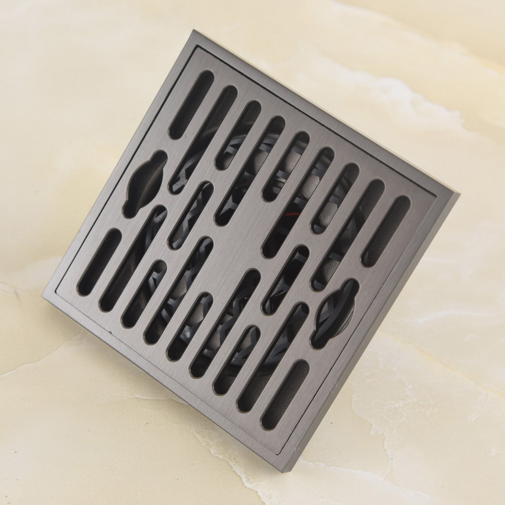 Home Hardware Bathroom Accessories - โมเดิร์นสแควร์ท่อระบายน้ําชั้นห้องน้ําชั้นปืนทองเหลืองสีเทากลิ่นท่อระบายน้ําอุปกรณ์ฮาร์ดแวร์ห้องน้ําสําหรับ Home Nhr401