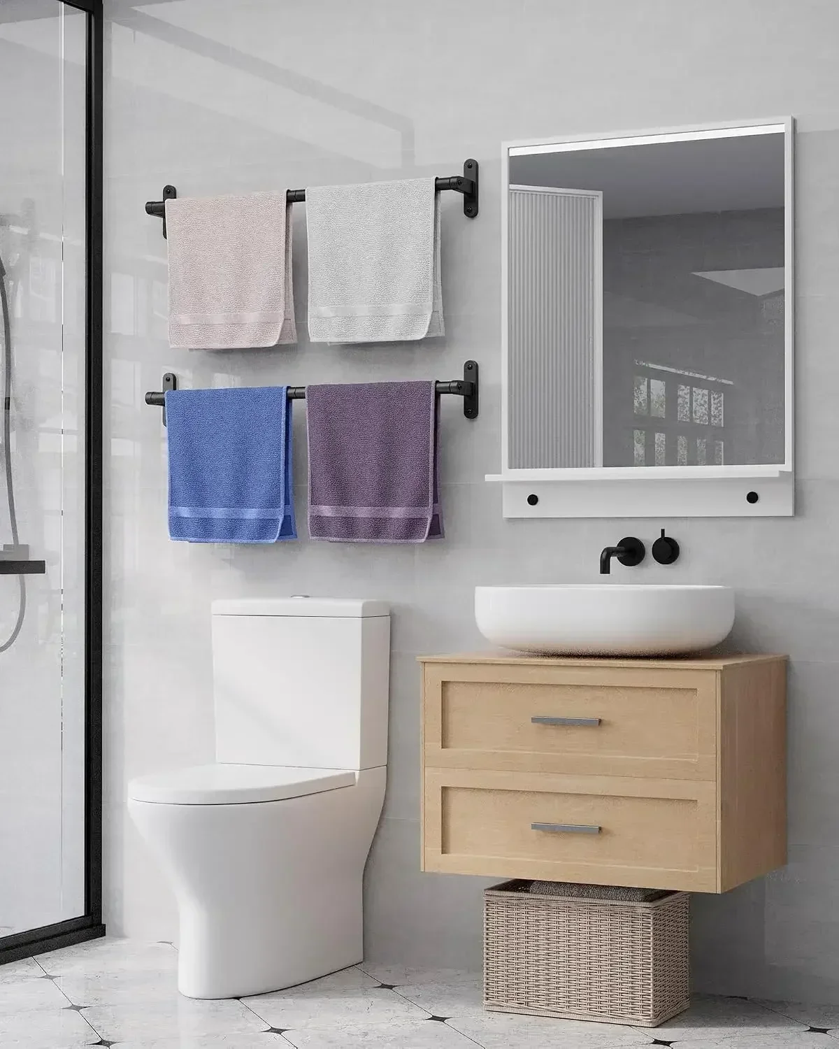ราวแขวนผ้าเช็ดตัวสีดำด้านสำหรั - Home Essentials Bathroom Accessories บทวิจารณ์และราคา