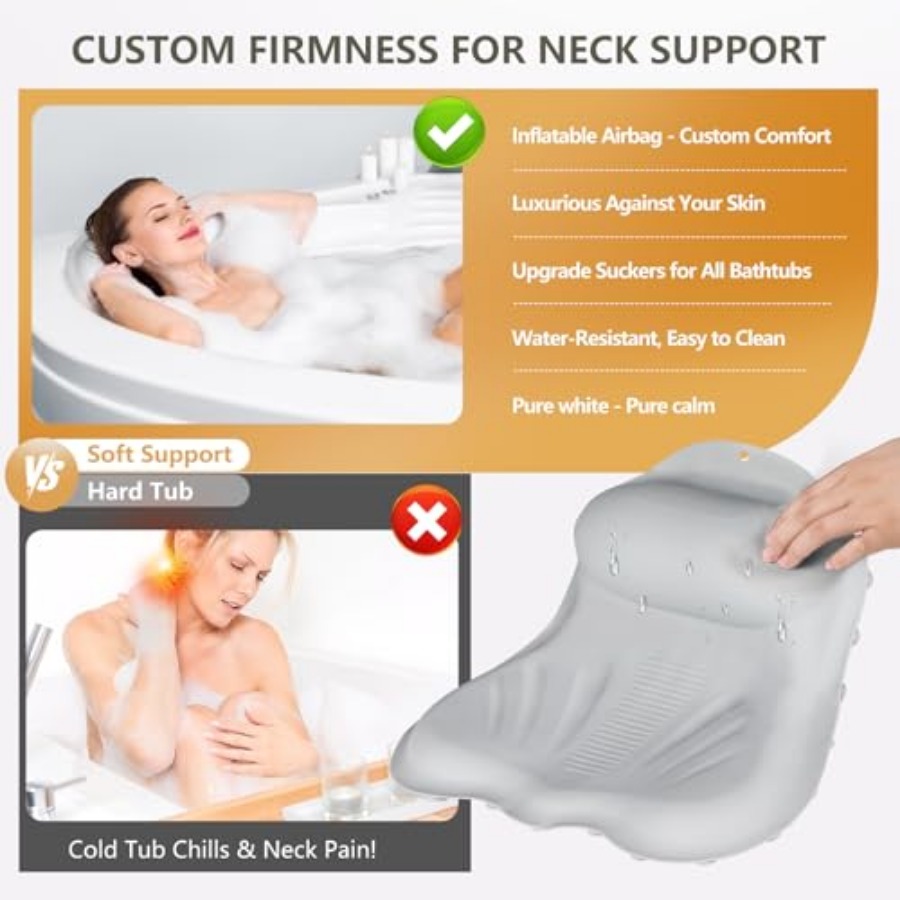 หมอนรองอาบน้ำแบบเป่าลมสำหรับอ่ - Bathtub Pillow Inflatable บทวิจารณ์และราคา