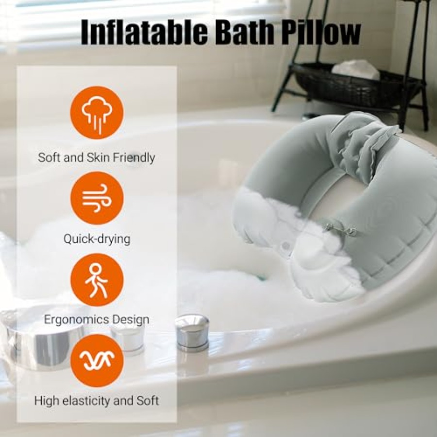 หมอนรองคอเป่าลมสำหรับอ่างอาบน้ - Bathtub Pillow Inflatable บทวิจารณ์และราคา