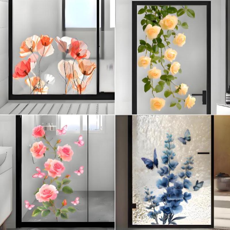 สติกเกอร์กระจกดอกกุหลาบที่ถอดอ - Home Bathroom Glass บทวิจารณ์และราคา