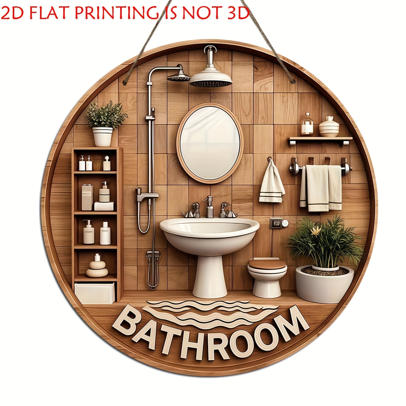 ป้ายไม้ตกแต่งห้องน้ำรูปทรงกลมแ - Home One Bathroom บทวิจารณ์และราคา