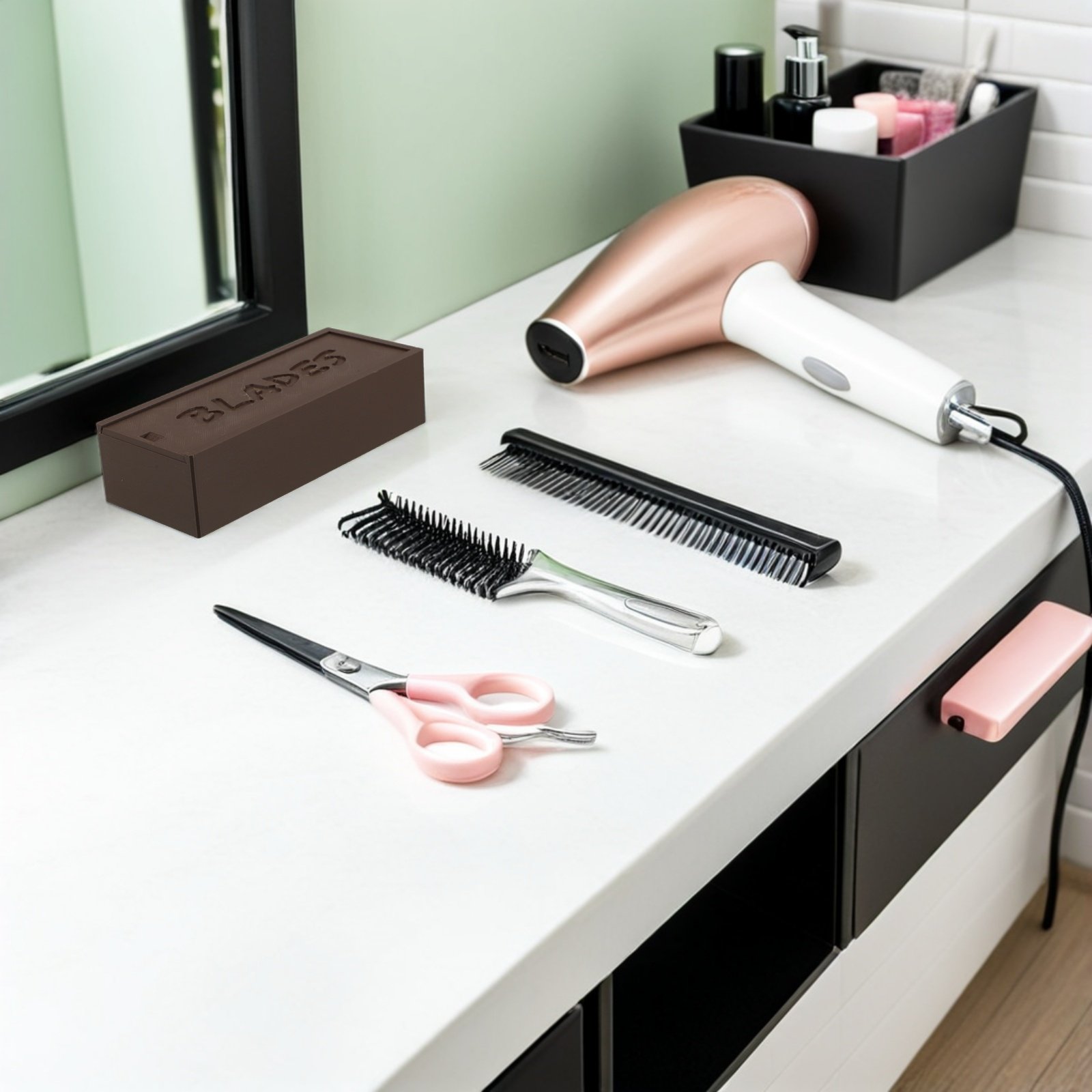 กล่องเก็บใบมีดสองช่องสีน้ำตาล  - Home One Bathroom บทวิจารณ์และราคา